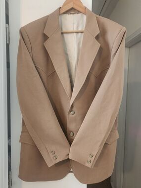 Circle S Western Blazer 42R Cowboy Sport Coat Jacket Beige Khaki